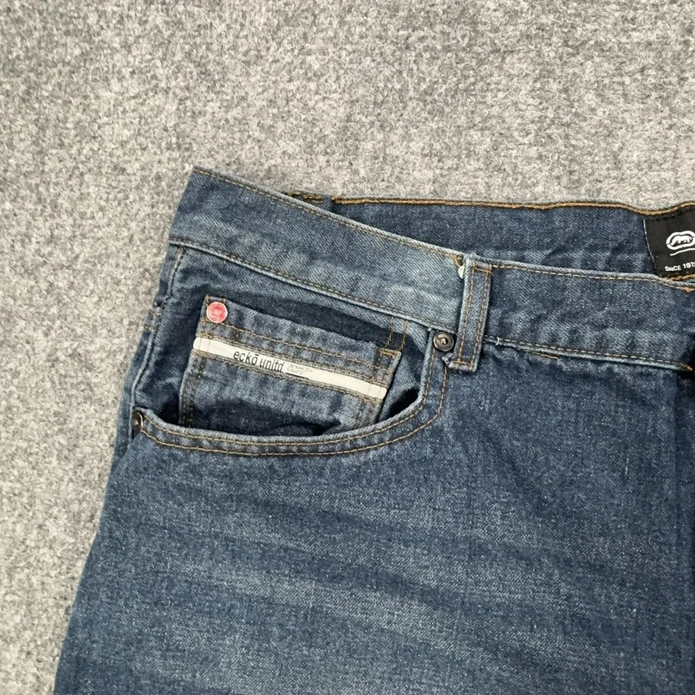 Ecko Unltd. Slim Straight‎ Jeans Mens 40x30 Blue Medium Wash Denim Pants Casual